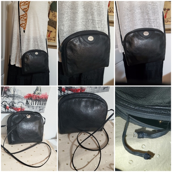 CHRISTIAN DIOR VINTAGE CLASSIC CALF BLACK  LEATHER CROSS BODY SLING BAG- FRANCE - Picture 5 of 14